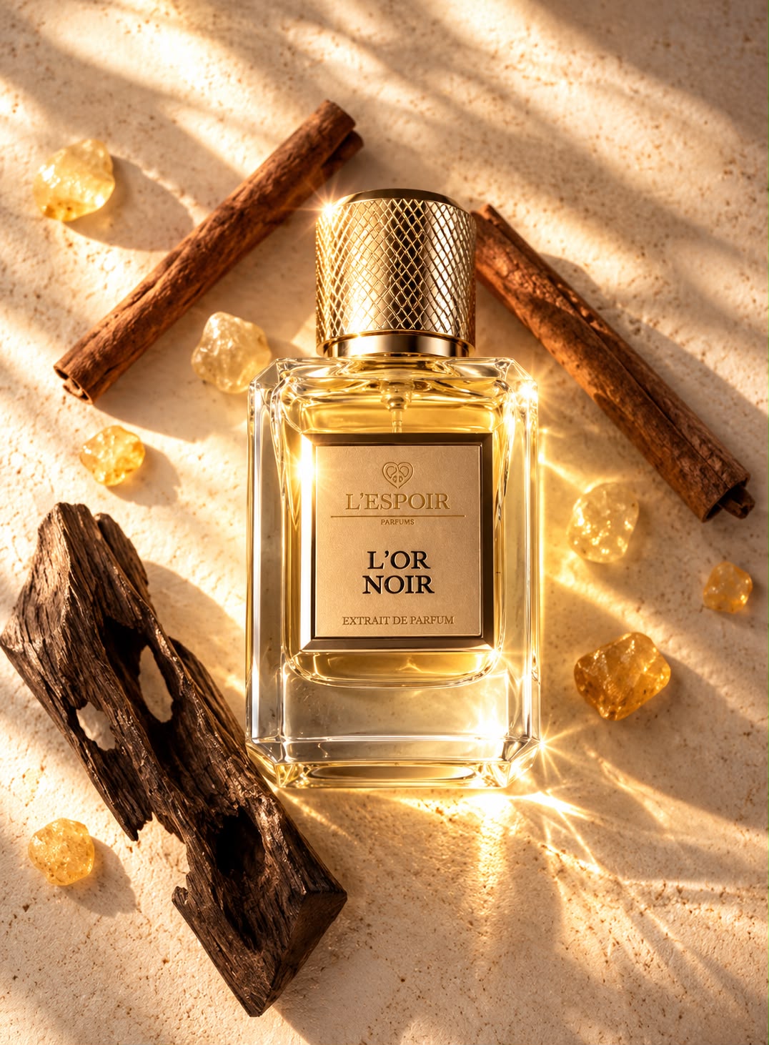 L'Or Noir Extrait de Parfum met kaneel, hars en oud